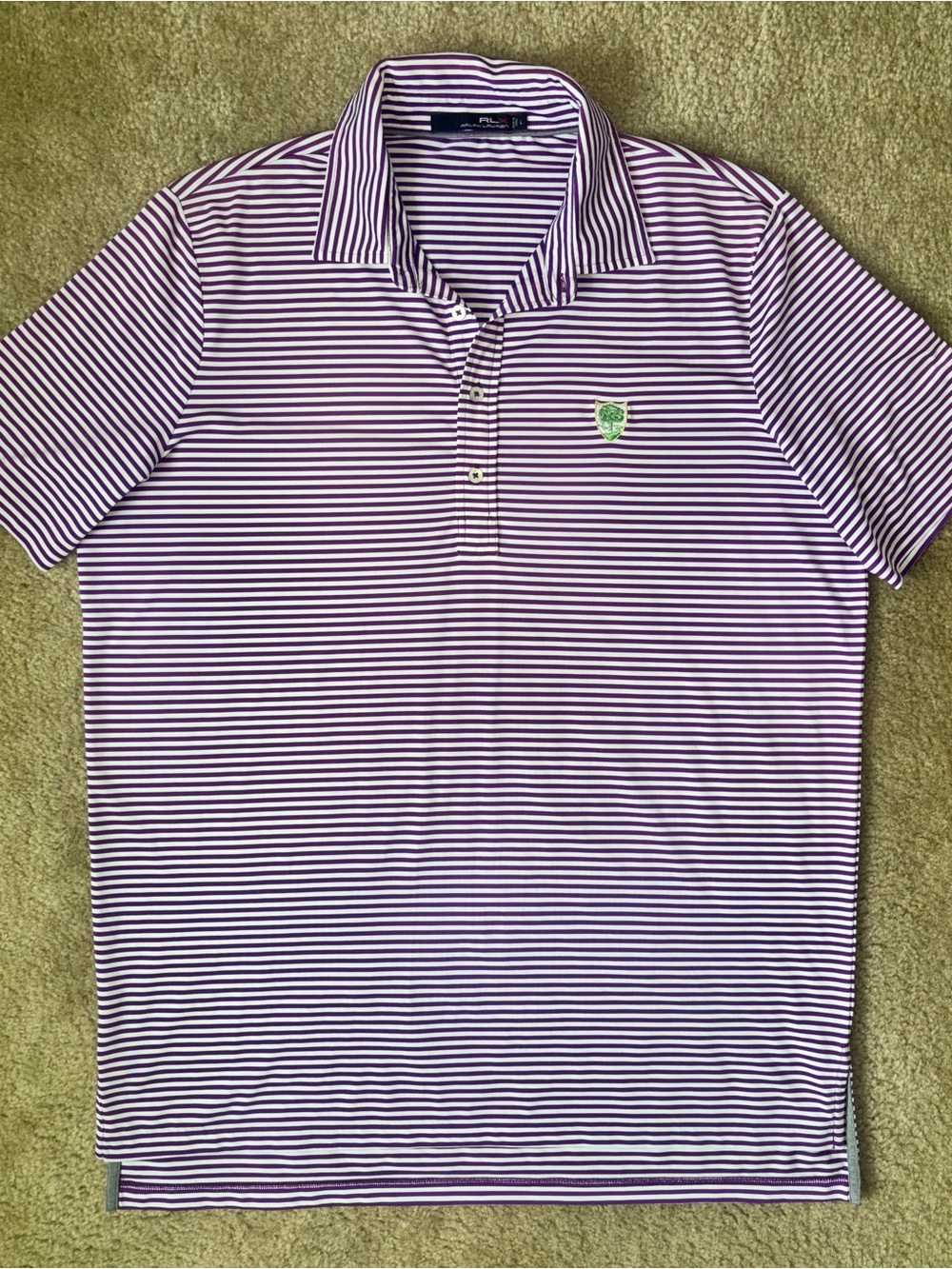 RLX by Ralph Lauren Men's Striped Purple Golf Shirt